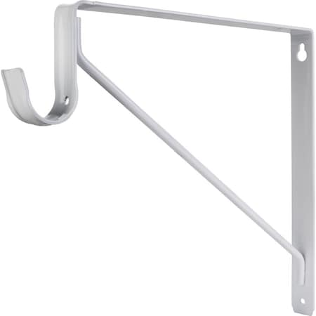 Hardware Resources White Shelf Bracket with Rod Support for 1-5/16" Round Closet Rods 1516WH